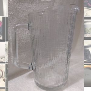 Clear Glass Basket Weave Design Water/Martini Pitcher 7.5” Tall